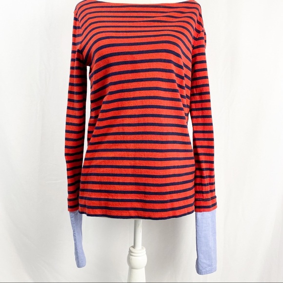 J.Crew Women’s Cuffed Boat Neck Top Striped Shirt - Picture 1 of 7